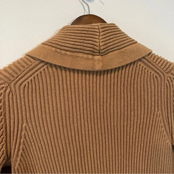 Pursuits Heavy Ribbed Knit Cotton Open Front Duster Sweater Cardigan Brown - Picture 7 of 8